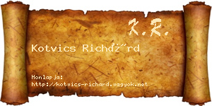 Kotvics Richárd névjegykártya